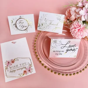 Customized Printing Greeting Card Gold Stamped Art Card Paper with Bunch Flowers for Wedding Invitation Gift