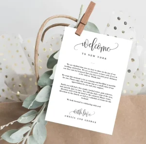 Customized Printing Luxury EDITABLE COLOR Welcome Itinerary Thank You Card Wedding Gift Greeting Invitation Card
