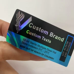 Customized Printing Waterproof Hologram Stickers 10ml Vial Labels For Packaging