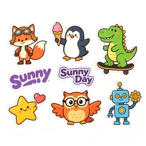Customized Printing of Strong Adhesive Stickers Waterproof Gloss Cartoon Die cutting Stickers