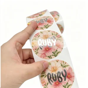 Customized Private Design Adhesive Vinyl Waterproof Cosmetics Stickers Roll Paper UV Printing Logo Label Stickers