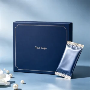 Customized Skincare Mask Packaging Featuring Printed Paper Box and Individual Film Pouch with Brand Identity Design