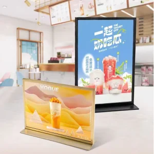 Customized Stainless Steel Menu Holder Hotel Advertisement Board Design Desktop Display Stand