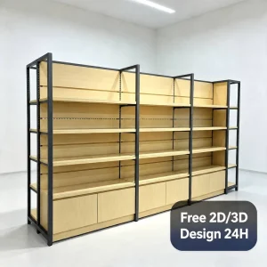 Customized Steel Wood Cosmetic Display Rack Beauty Store Shelving Makeup Retail Display Shelf