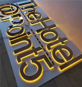 Customized Storefront 3D Outdoor LED Metal Backlit Channel Letter Signage Exterior Stainless Steel Logo Sign