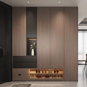 Customized Thickened Built in Wardrobe Floor to Ceiling Integrated Cabinet with Hanging Area & Drawer Storage