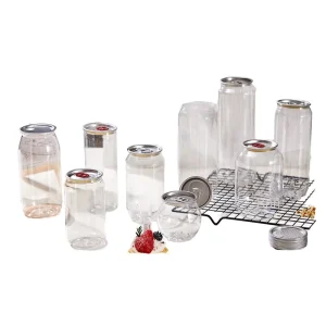 Customized Transparent PET Plastic Beverage Cans Food Grade Candy Milk Tea Cookie Snack Sugar Packaging UV Coated Screen Printed