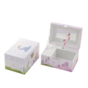 Customized Valentine’s Day Unicorn Rotating Music Box with Mirror Eco Friendly Jewelry Storage for Girls and Women Gifts