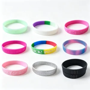 Customized Various Fashion Debossed Embossed Tear Resistant Screen Printed Promotional Silicone Wristbands & Bracelets