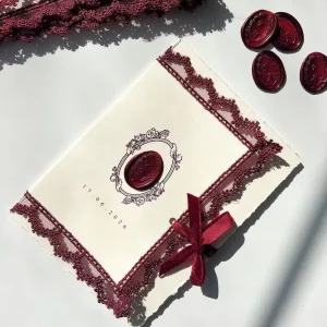 Customized Wedding Invitation Card Luxury Lace Decoration and Embossed Letterpress