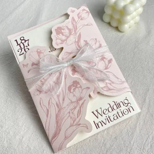 Customized Wedding Invitation Set with a Cover Ring Romantic and Simple Style Personalized Printing