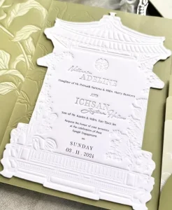 Customized Wedding Invitation with Embossed Printing + Gold Stamping an Invitation with a Sophisticated and Luxurious Feel