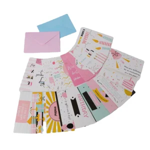 Customized logo New Design Best Seller Colorful Crafted Birthday Greeting Cards & Envelopes with Gold Foil