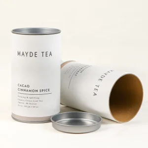 Customs UV Printed Bio-Degradable Embossed Stamped Wine Bottle Paper Can with Metal Lid Vanishing Printing Handling