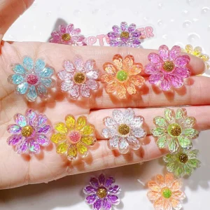 Cute Artistic DIY Accessories Flat Back Simulation 3D Transparent Resin Daisy Sculpture Crafts for Fridge Magnet Deco Parts