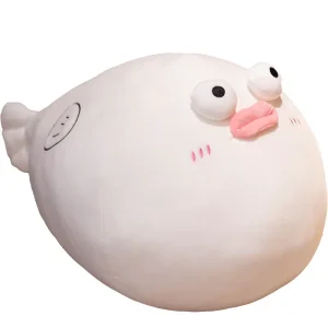 Cute Big Mouth Puffer Fish Plush Toy Cartoon Animal Fish Stuffed Doll Baby Sleeping Cushion