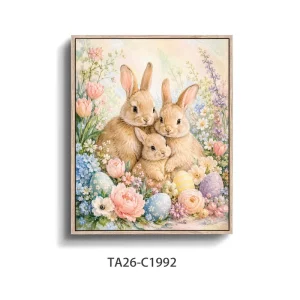Cute Bunny Rabbit Flower Easter Party Egg Baby Nursery Bedroom Wall Art Canvas Print Picture
