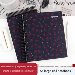 Cute Floral Pattern A5 Spiral Notebook Custom Logo Writing Pad Diary Composition Notebook