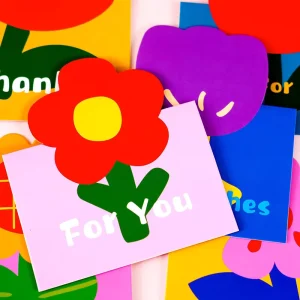 Cute Flower Design ‘Thank You’ Birthday Greeting Gift Card Paper Craft Product