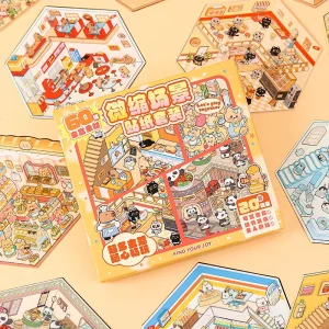 Cute Scenery Miniature Scene Collection with 20 Cards 40 PET Stickers Includes 1 Effect Guide for Journal Phone DIY Crafts