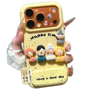 DIY Cartoon Phone Case with Holder for iPhone 17 Pro Max Huawei Mate60 Xiaomi 15 Pura70