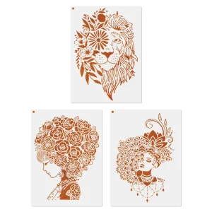 DIY Decorative Lion Beauty Stencil Template for Painting on Walls Furniture Crafts (A4 Size)