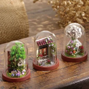 DIY Wooden Cabin Mini Model Assembled Color Box Packaging Chic Pattern Beautiful Gifts