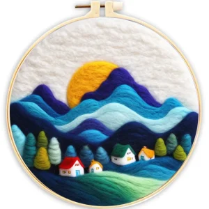 DIY Wool Felting Painting With Embroidery Frame 20x20cm Needle Wool Painting Picture Handwork for DIY Gift