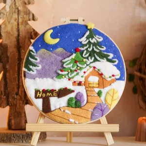 DIY Wool Felting Painting With Embroidery Frame Handmade Needle Wool Painting Picture for Home Decor Crafts Gift