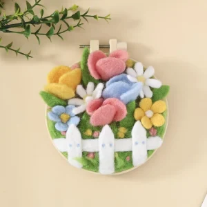 DIY Wool Felting Painting With Embroidery Frame Handmade Needle Wool Painting Picture for Home Decor Crafts Gift
