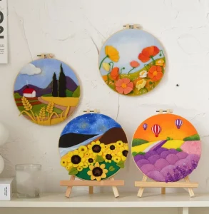 DIY Wool Felting Painting With Embroidery Frame Handmade Needle Wool Painting Picture for Home Decors Crafts Gift