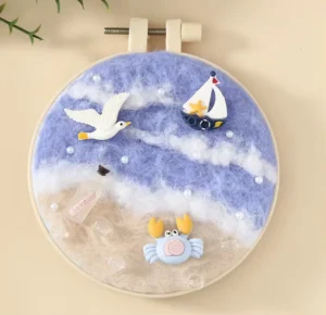 DIY Wool Felting Painting With Embroidery Frame Handmade Needle Wool Painting Picture for Home Decors Crafts Gift