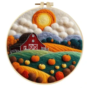 DIY Wool Felting Painting With Embroidery Landscape Frame Handmade Needle Wool Painting Picture for Home Decors DIY Gift Gift
