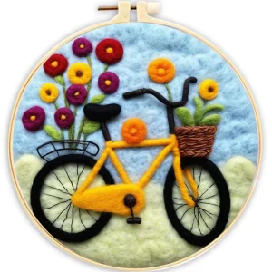 DIY Wool Felting Painting with Embroidery Frame 20x20cm Needle Wool Painting Picture Handwork for DIY Gift