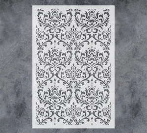 Damask PET Wall Stencil 16×24 Inch DIY Home Decor Template for Painting Walls Furniture Floors Fabric Crafts