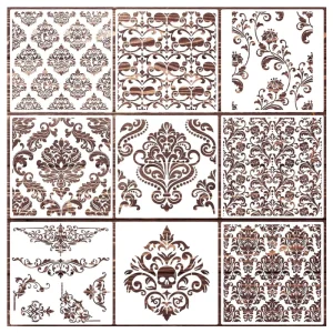 Damask Stencils for Walls 12inch Damask Stencil Large Texture Stencils Mixed Medium Layering Templates