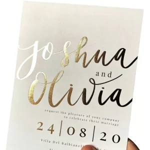 Debossed Gold Foil UV Embossed Letterpress Wedding Invitation Card Black Blue Art Paper Film Lamination Custom Bulk Print