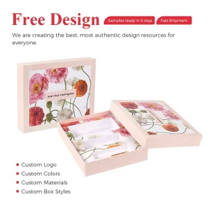Delicate Floral Exterior Design Custom Material Selection Multi Grid Inner Space Cosmetic Packing Rigid Lid and Base Boxes