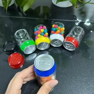 Design Labels Eco Friendly Recycled Plastic Soda Cans Food Grade with Lid Durable Candy & Snack Packaging Custom Logo
