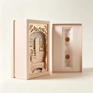 Designer Hollow Out City Building Paper Carving Gift Box Pink Flip Lid Premium Skincare Product Gift Box