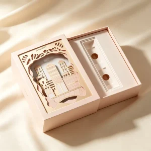Designer Pink Hollow City View Paper Art Box Custom Brand Logo Luxury Beauty Product Presentation Box