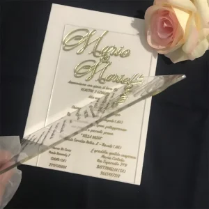 Designs Acrylic Invitations Mariage Gold Foil Wedding Invitation Card Festival UV Printing Thank Postcards