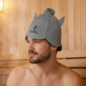 Devil Horn Grey Eco Friendly Recycled Felt Sauna Hat Custom Logo Factory Direct Steam Spa Bath Cap