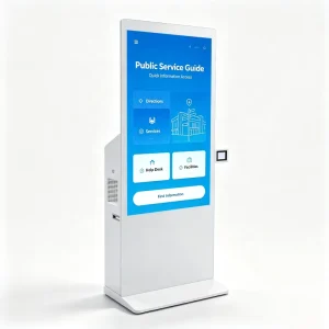 Digital Signage Manufacturer 32-75 Inch Touch Screen Kiosk with QR Scanner, 100W Audio, Optional Edge AI Platform