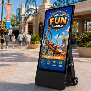 Digital Signage Supplier Portable Outdoor Battery Powered LCD Advertising Machine 1500 Nits Auto Dimming IP65