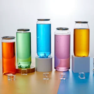 Disposable 330ml 500ml 650ml PET Plastic Packaging Jar and Can Bottles for Juice Beer Soda with Aluminum Lids