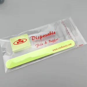 Disposable Eco friendly Nail Kit with Square Pattern File Buffer and Nail Buffer (Wood Chips & Sponge Material)