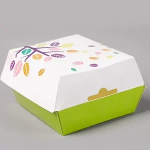 Disposable Hamburger Box White Cardstock Sturdy Clamshell