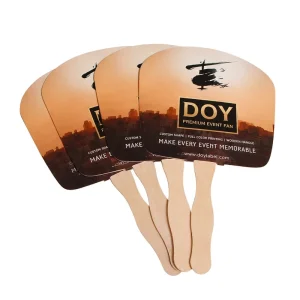 Distinctive Paper Paddle Fans Custom Printed Logo Coated Paper Hand Fans with Wooden Handles