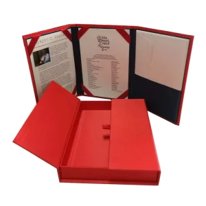 Double Door Open Box Wedding Invitation Recycled Material Rigid Matt Lamination Embossing